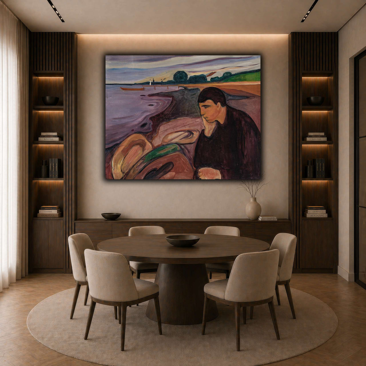 Edvard_Munch_-_Melancholy_ dark neutral-dining room