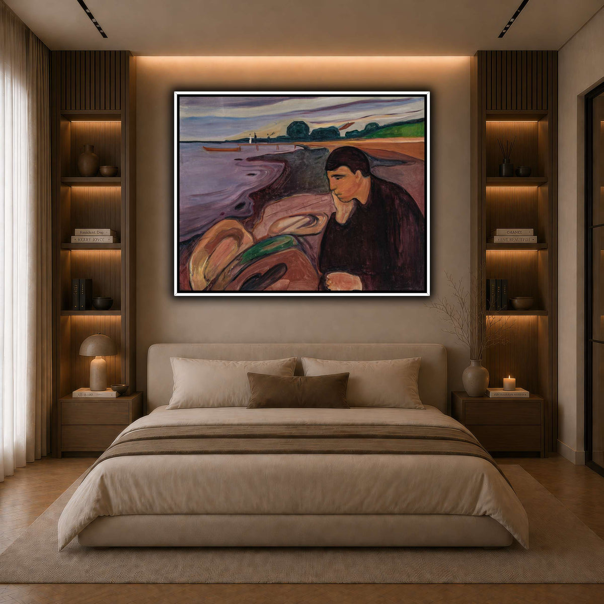 Edvard_Munch_-_Melancholy_ dark neutral-bedroom