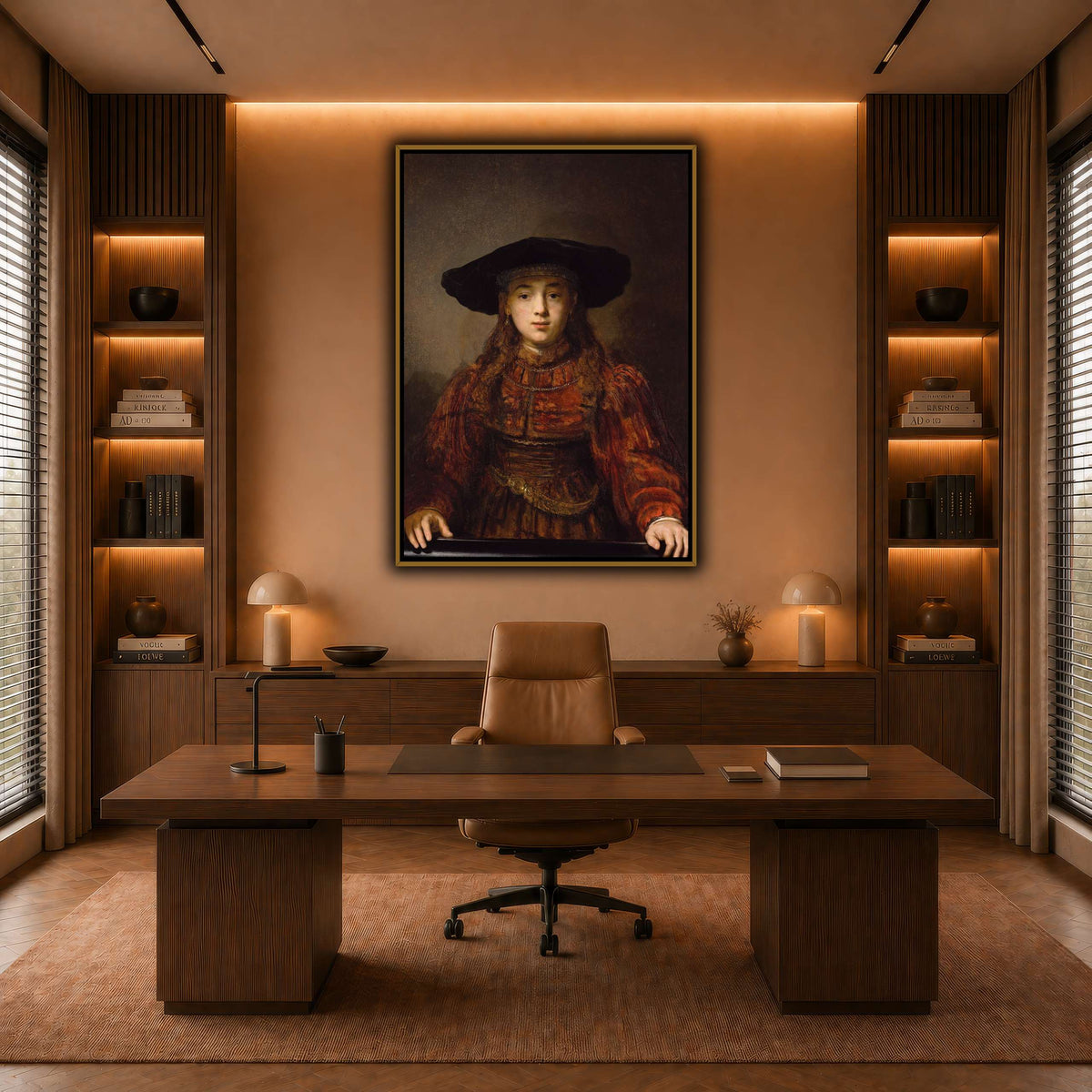 Girl_in_a_Picture_Frame_Rembrandt-van-Rijn warm-office