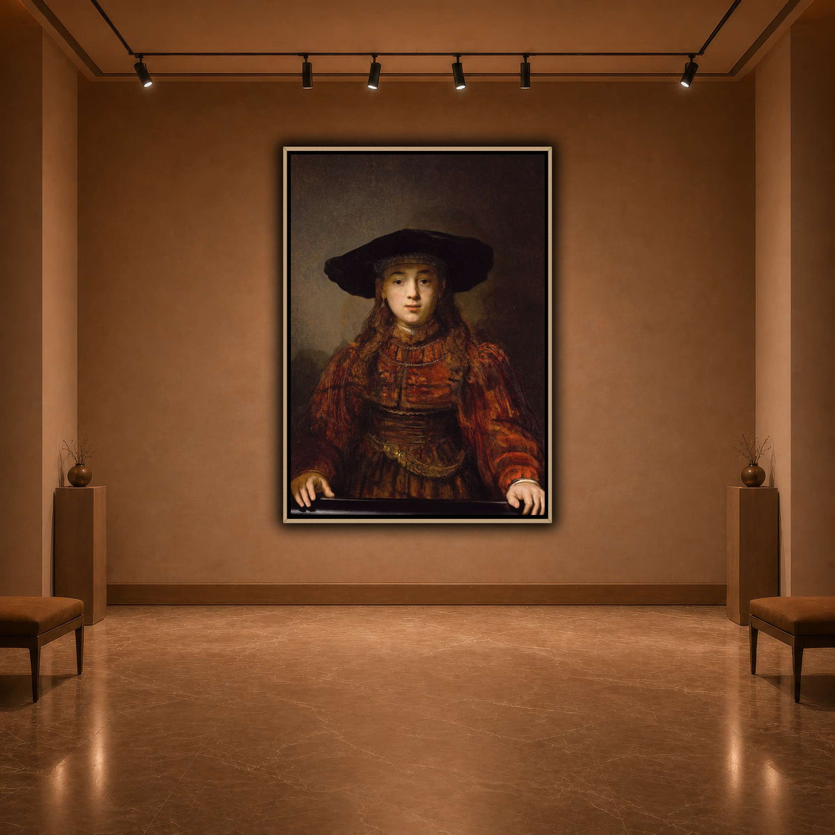 Girl_in_a_Picture_Frame_Rembrandt-van-Rijn warm-agallery