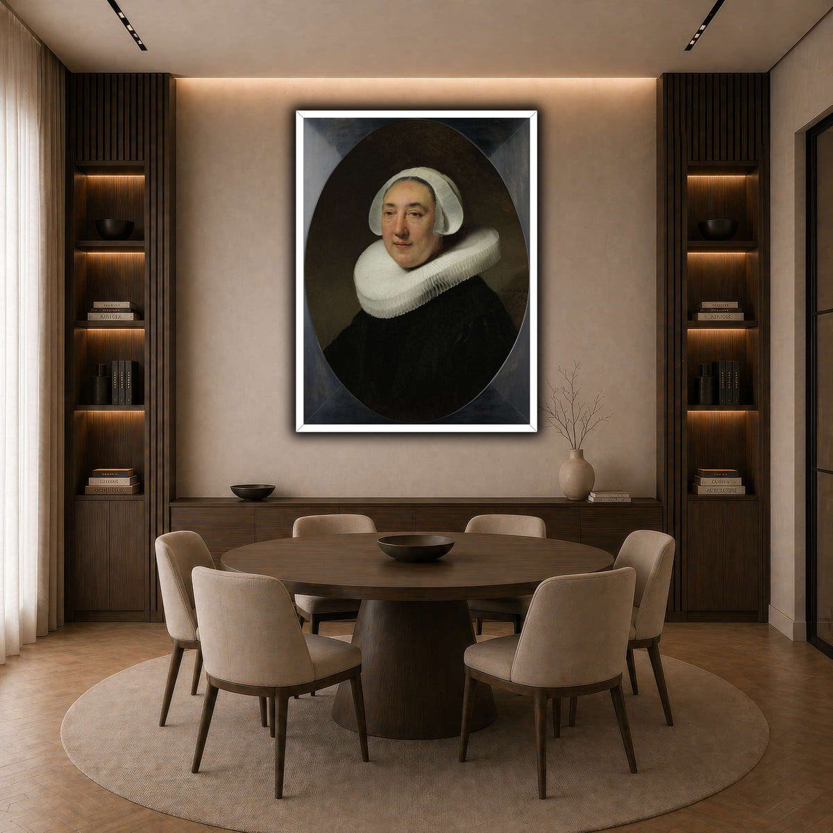 Haesje_v.Cleyburg_1634_Rembrandt-van-Rijn dark neutral-dining room