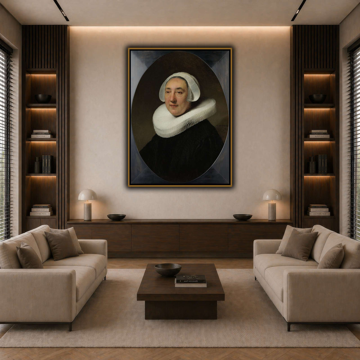Haesje_v.Cleyburg_1634_Rembrandt-van-Rijn dark neutral-living room