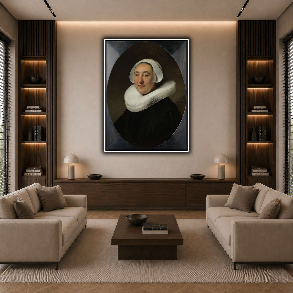Haesje_v.Cleyburg_1634_Rembrandt-van-Rijn dark neutral-living room