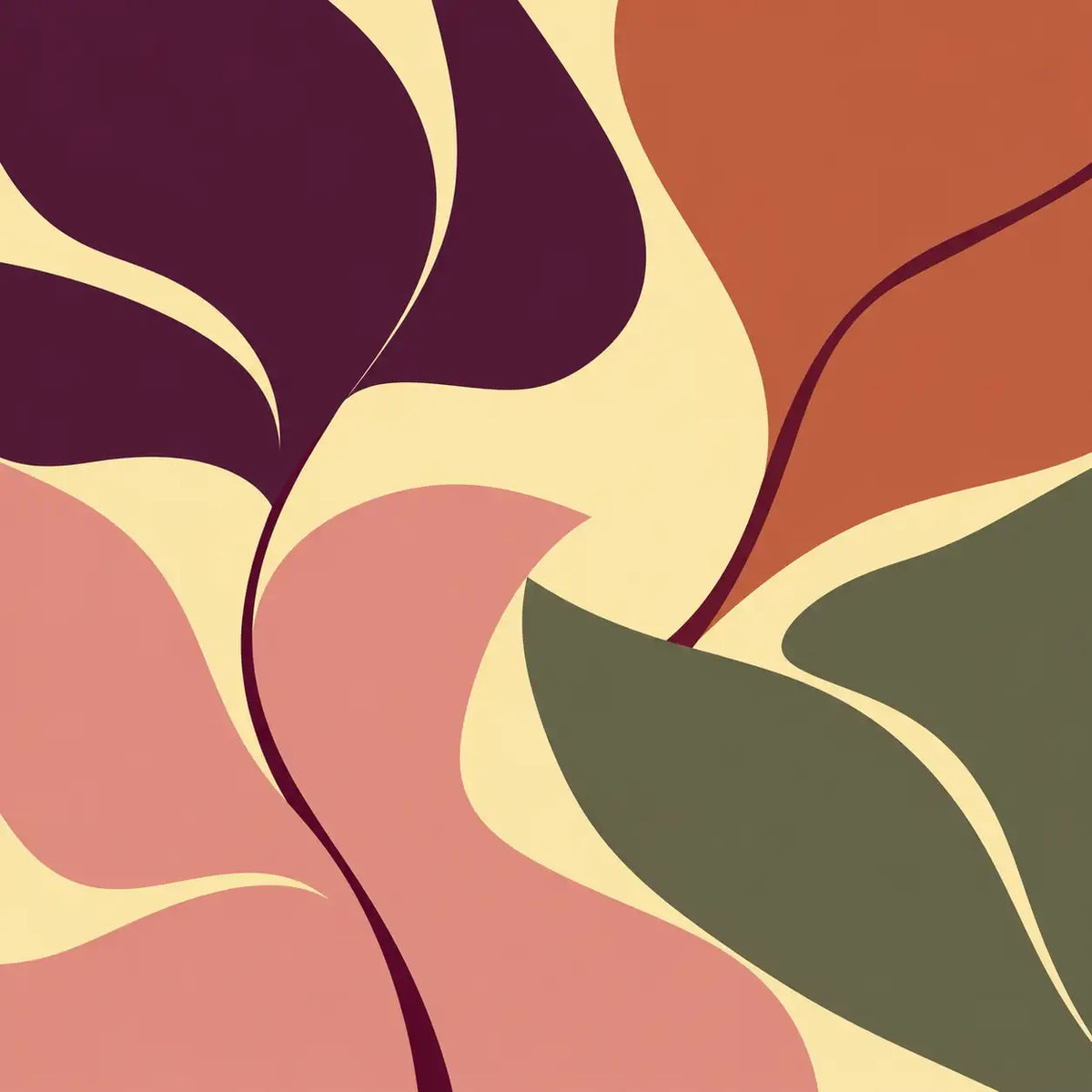 Interlocking Plum and Olive Botanicals-7