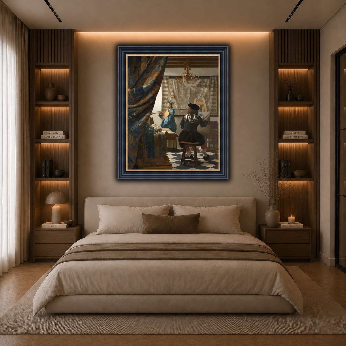 Jan_Vermeer_-_The_Art_of_Painting_ dark neutral-bedroom
