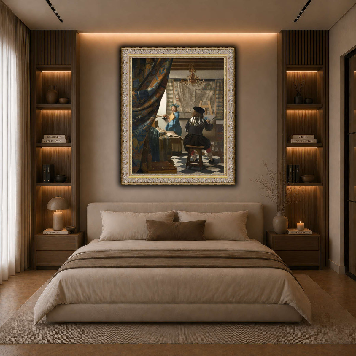 Jan_Vermeer_-_The_Art_of_Painting_ dark neutral-bedroom