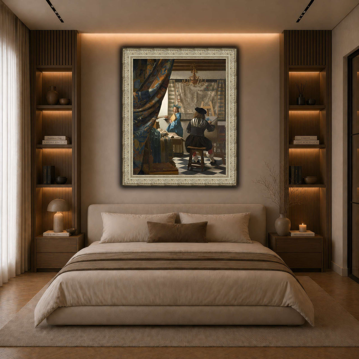Jan_Vermeer_-_The_Art_of_Painting_ dark neutral-bedroom