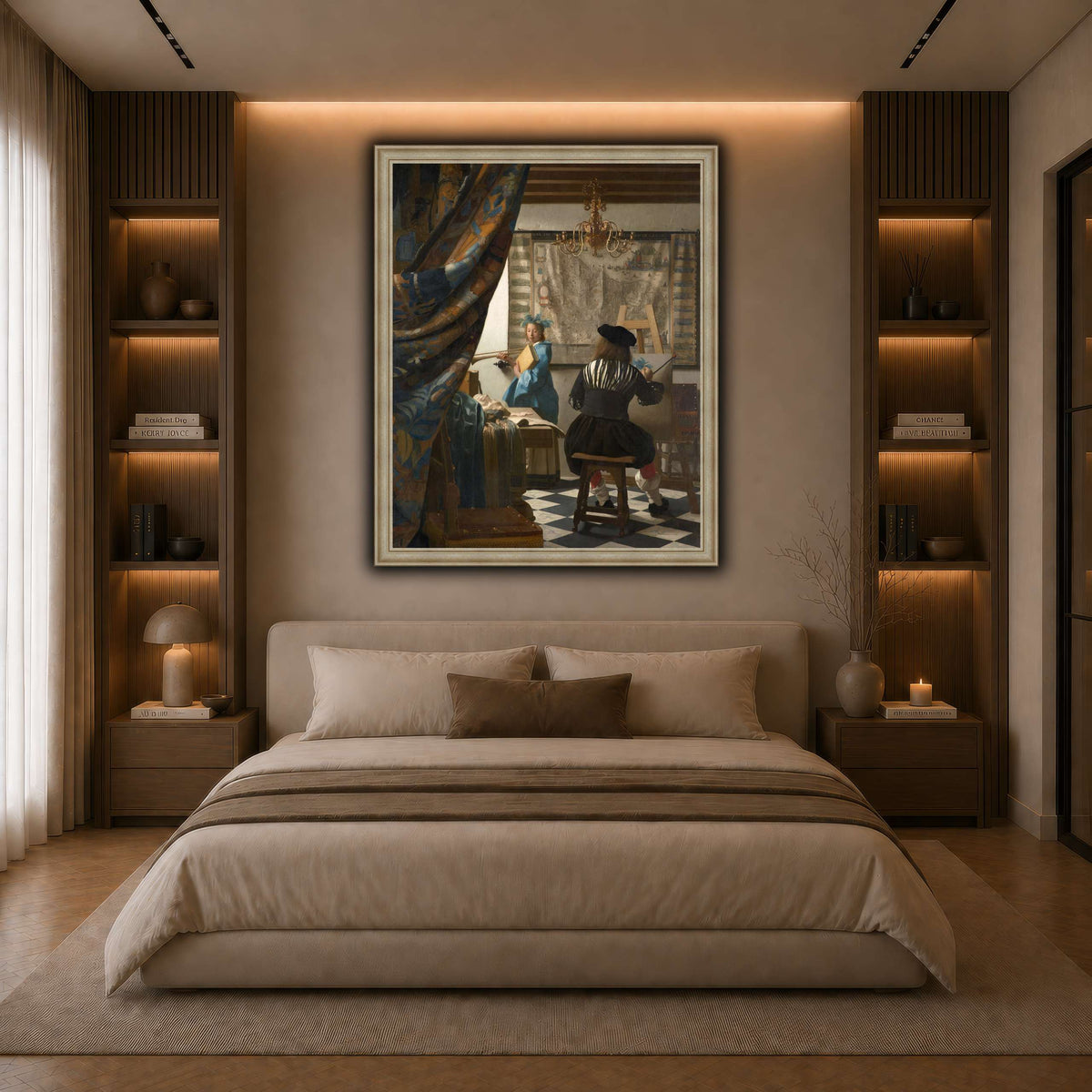 Jan_Vermeer_-_The_Art_of_Painting_ dark neutral-bedroom