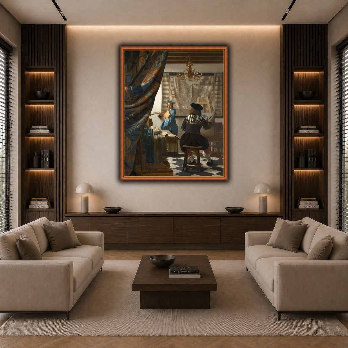 Jan_Vermeer_-_The_Art_of_Painting_ dark neutral-living room