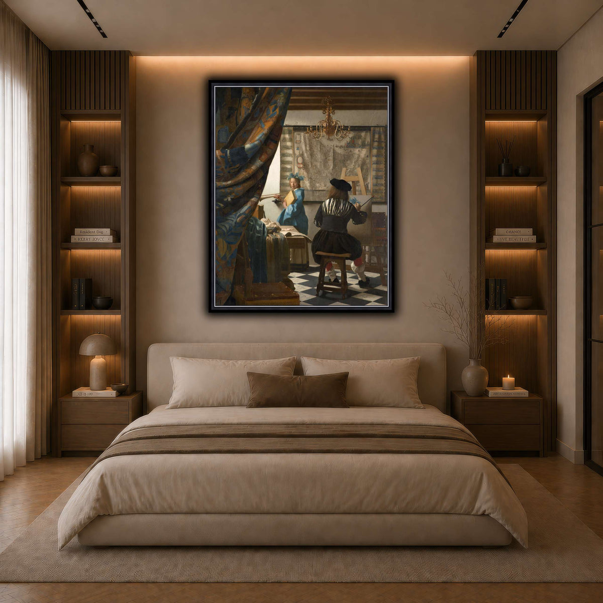 Jan_Vermeer_-_The_Art_of_Painting_ dark neutral-bedroom