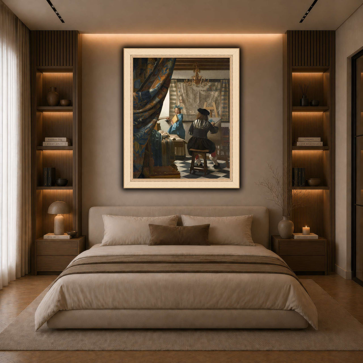 Jan_Vermeer_-_The_Art_of_Painting_ dark neutral-bedroom