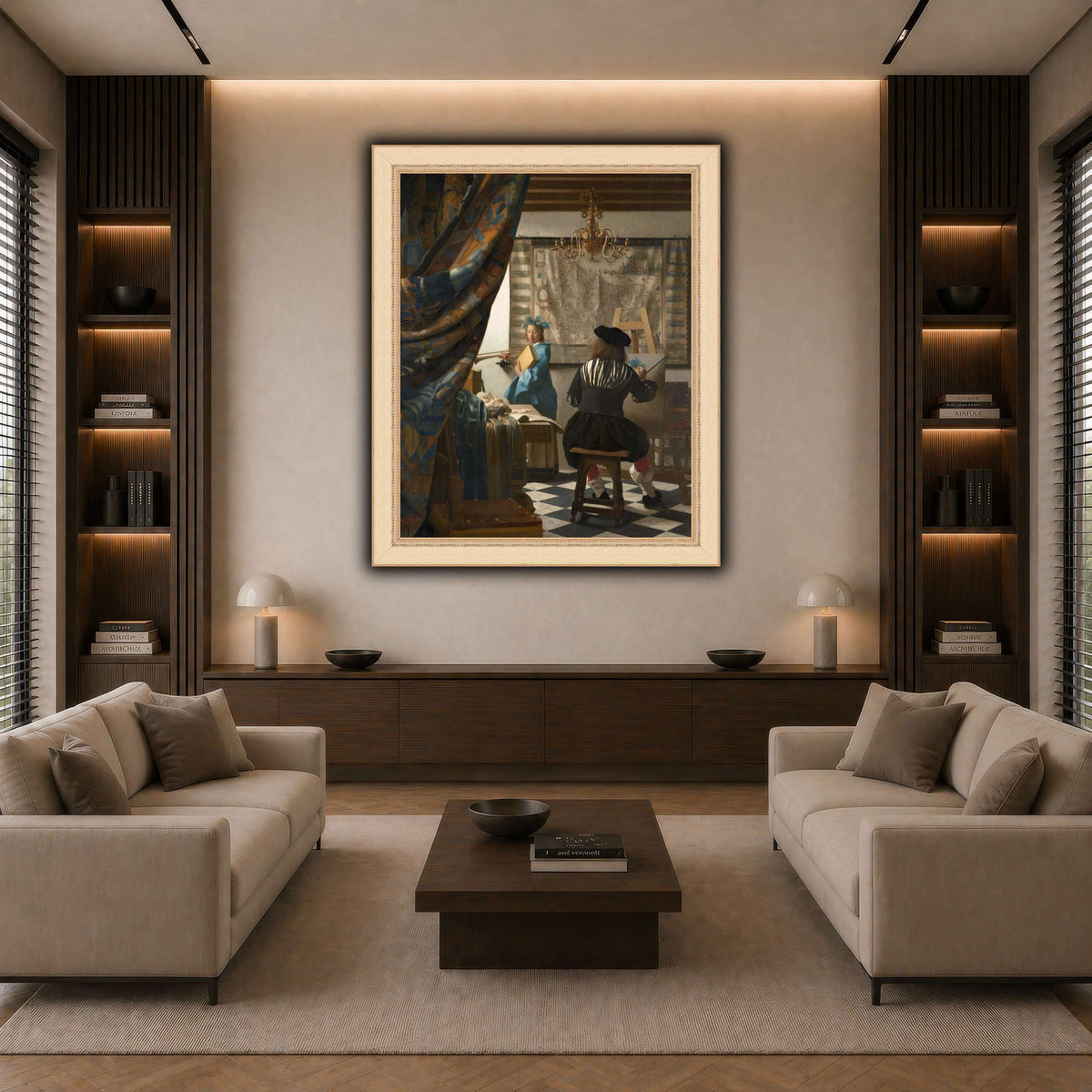 Jan_Vermeer_-_The_Art_of_Painting_ dark neutral-living room