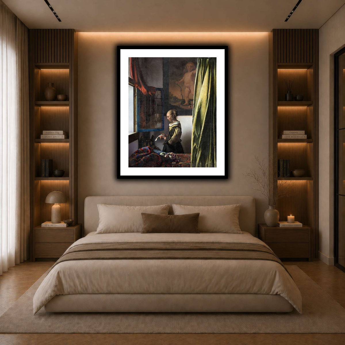Jan_Vermeer_van_Delft_-_Brieflezend_meisje_bij_het_venster_ dark neutral-bedroom