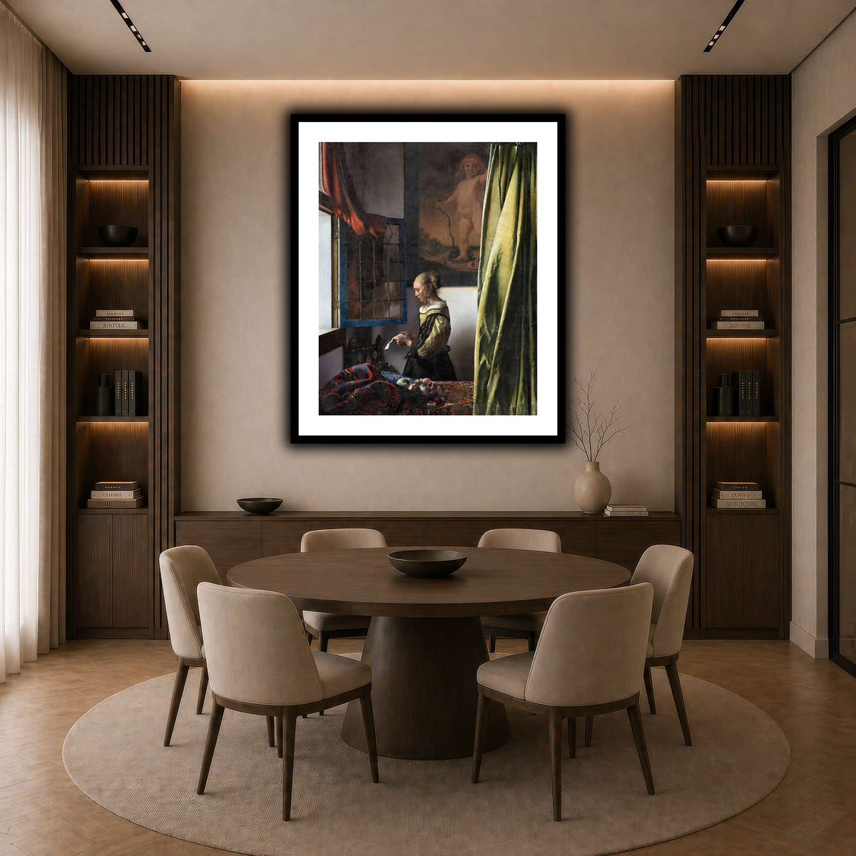 Jan_Vermeer_van_Delft_-_Brieflezend_meisje_bij_het_venster_ dark neutral-dining room