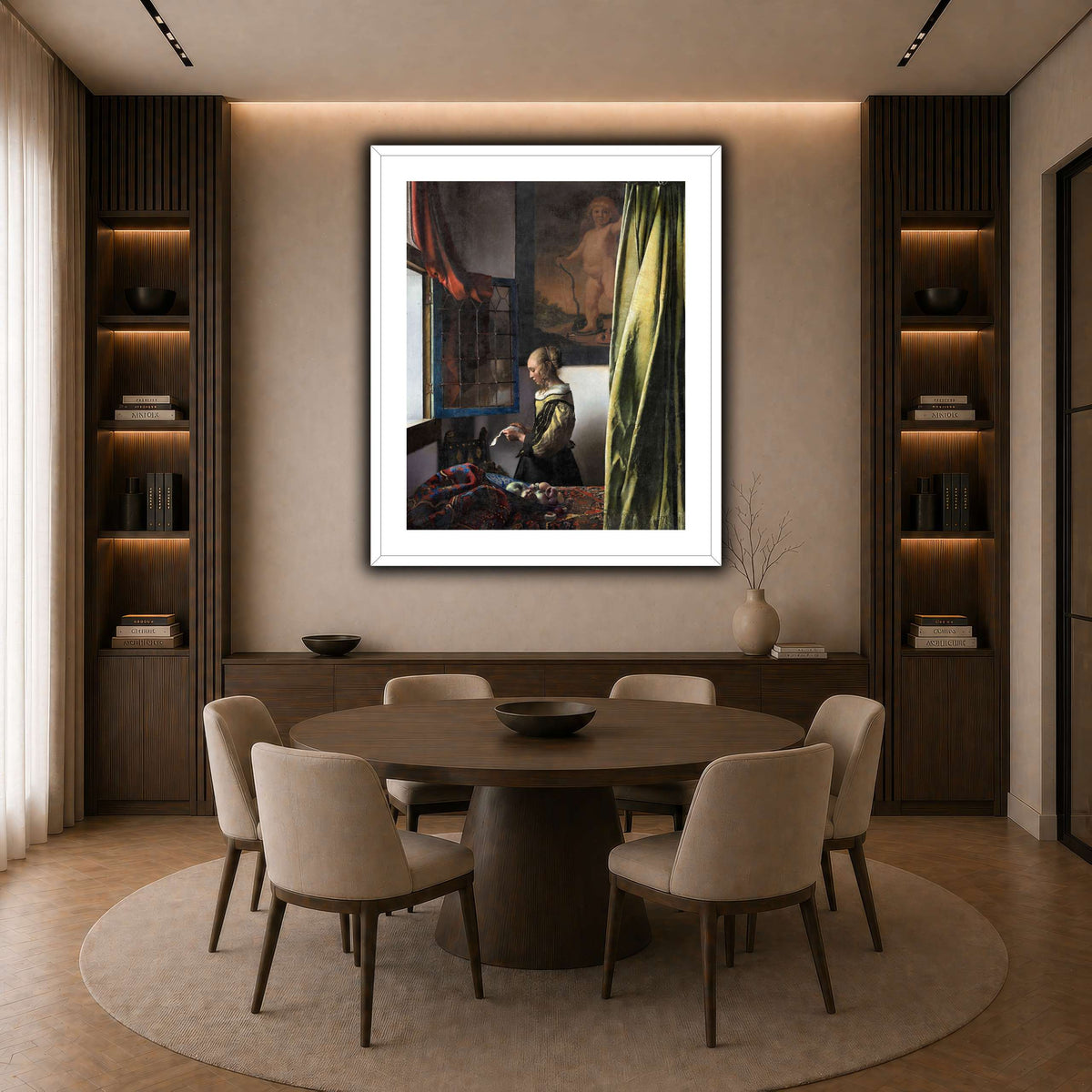 Jan_Vermeer_van_Delft_-_Brieflezend_meisje_bij_het_venster_ dark neutral-dining room