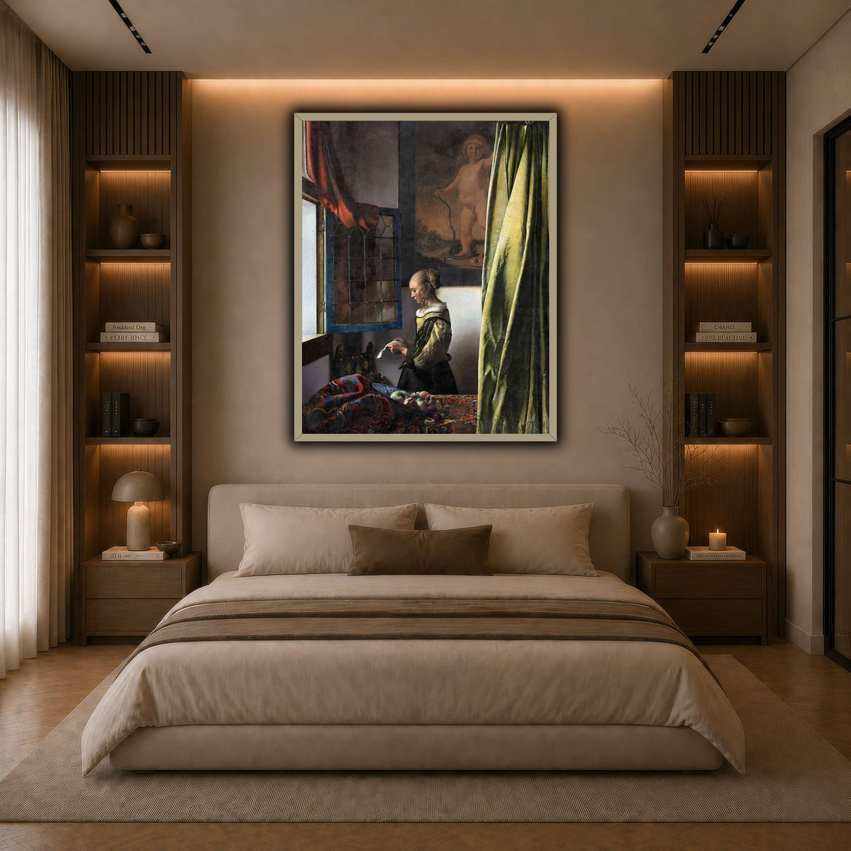 Jan_Vermeer_van_Delft_-_Brieflezend_meisje_bij_het_venster_ dark neutral-bedroom
