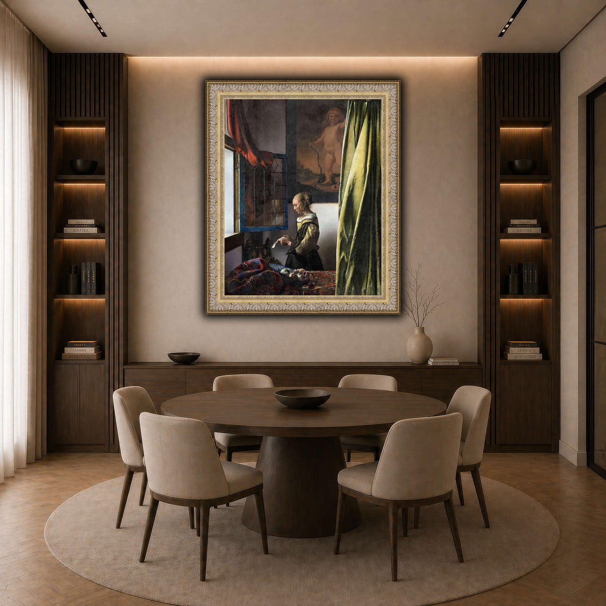 Jan_Vermeer_van_Delft_-_Brieflezend_meisje_bij_het_venster_ dark neutral-dining room