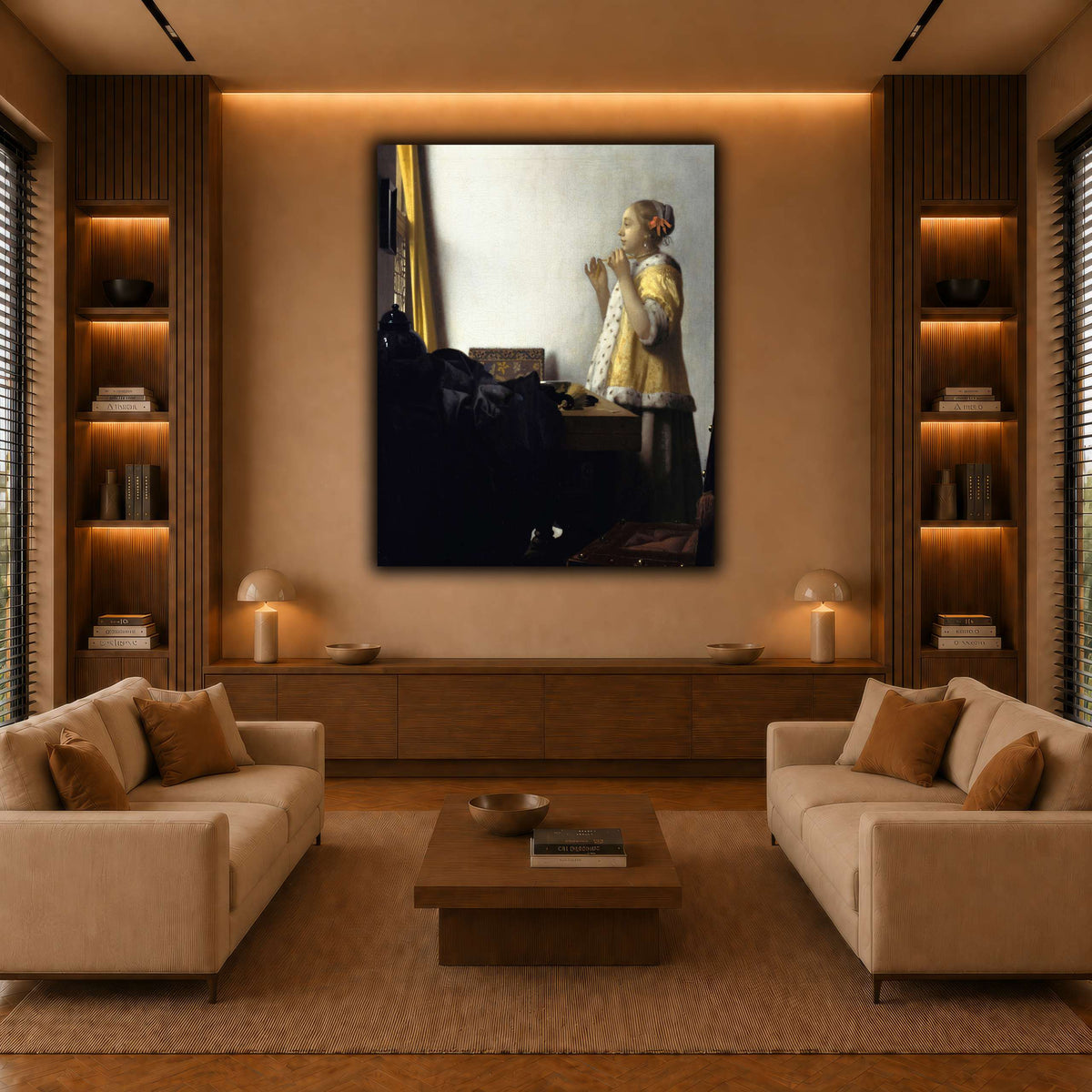 Jan_Vermeer_van_Delft_-_Young_Woman_with_a_Pearl_Necklace_ warm-living-room