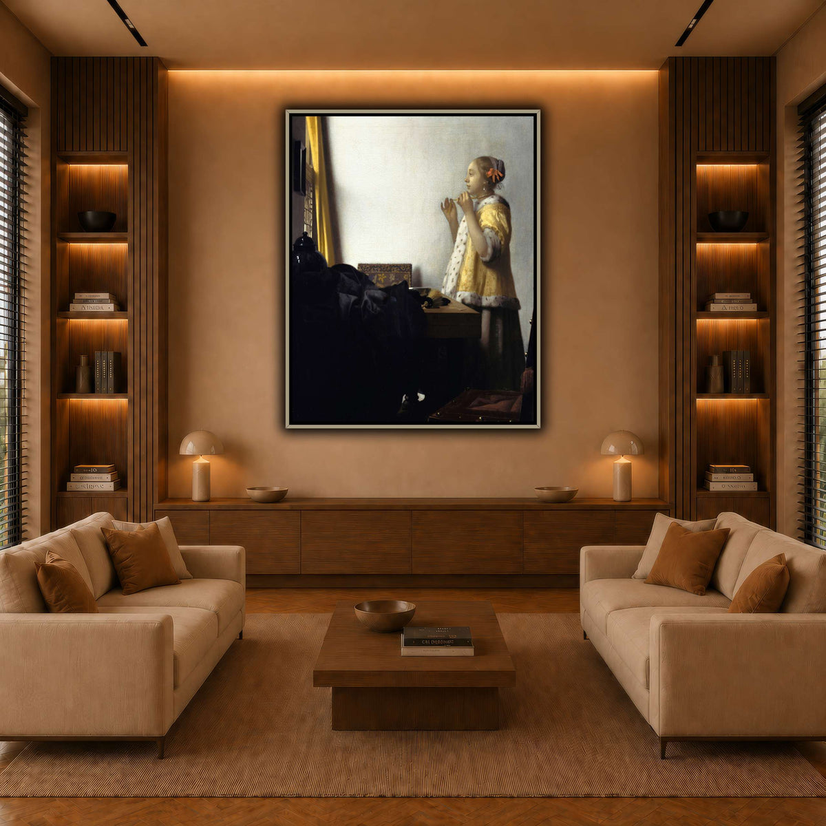 Jan_Vermeer_van_Delft_-_Young_Woman_with_a_Pearl_Necklace_ warm-living-room