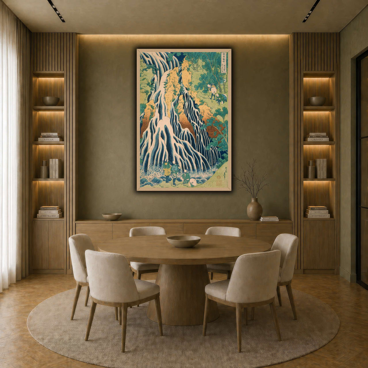 Japanese_-_Pilgrims_at_Kirifuri_Waterfall_on_Mount_Kuroka_Katsushika Hokusai  earth-dining room