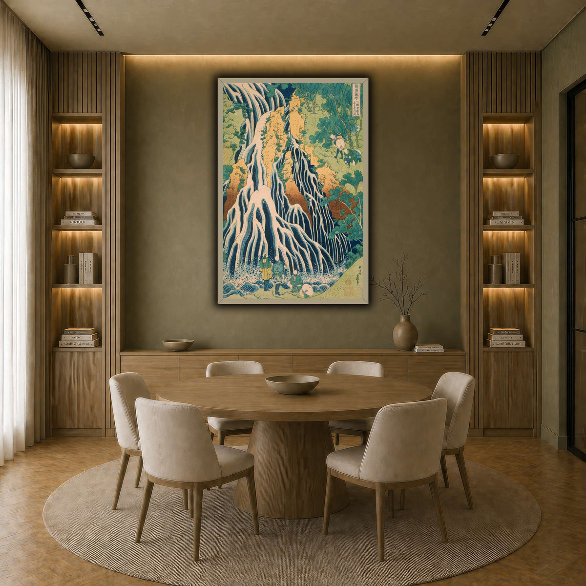 Japanese_-_Pilgrims_at_Kirifuri_Waterfall_on_Mount_Kuroka_Katsushika Hokusai  earth-dining room