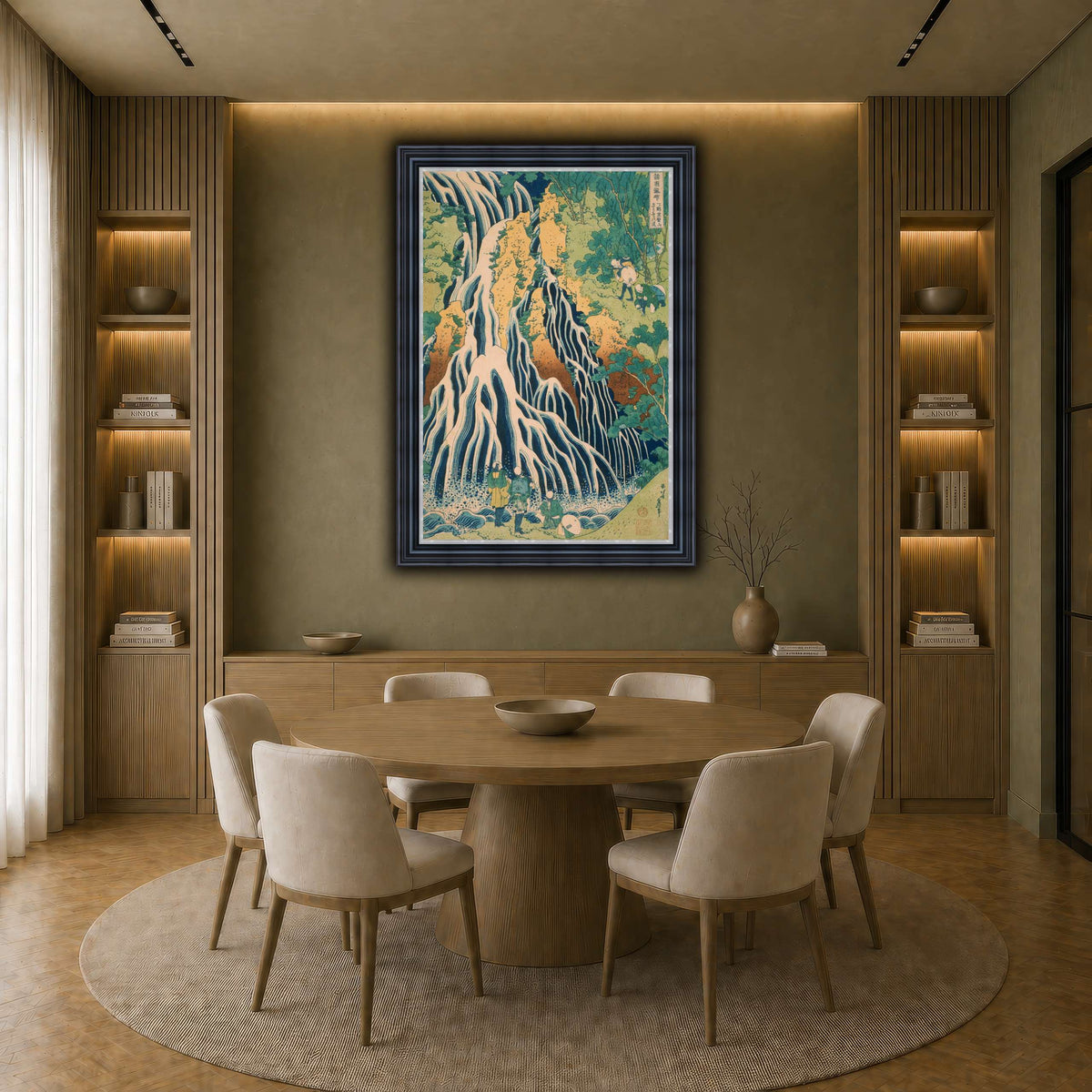Japanese_-_Pilgrims_at_Kirifuri_Waterfall_on_Mount_Kuroka_Katsushika Hokusai  earth-dining room