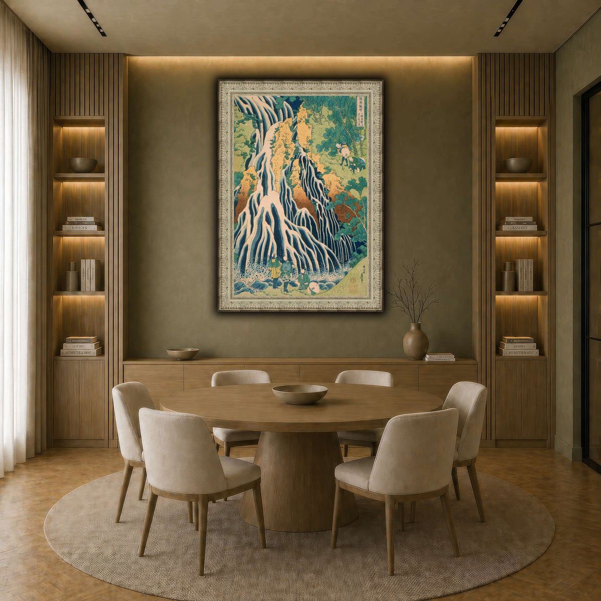 Japanese_-_Pilgrims_at_Kirifuri_Waterfall_on_Mount_Kuroka_Katsushika Hokusai  earth-dining room