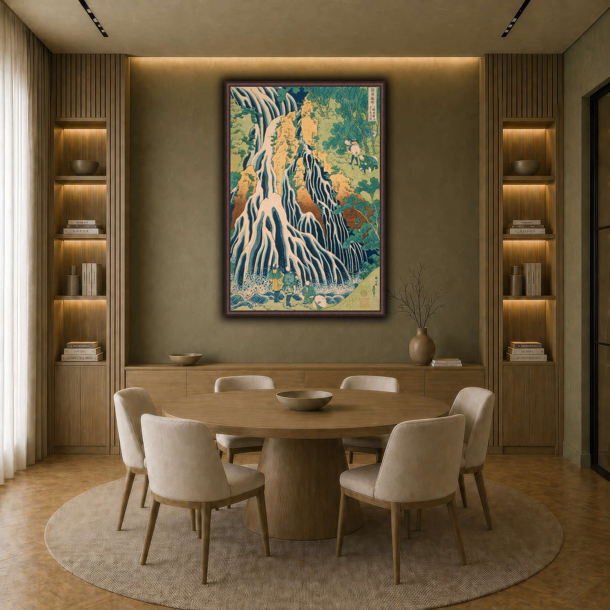 Japanese_-_Pilgrims_at_Kirifuri_Waterfall_on_Mount_Kuroka_Katsushika Hokusai  earth-dining room