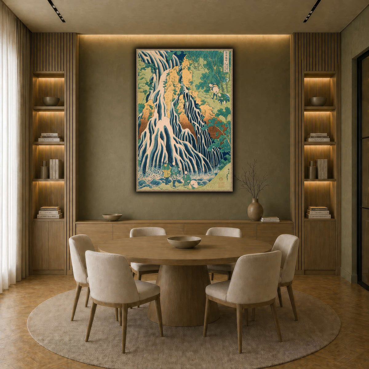 Japanese_-_Pilgrims_at_Kirifuri_Waterfall_on_Mount_Kuroka_Katsushika Hokusai  earth-dining room