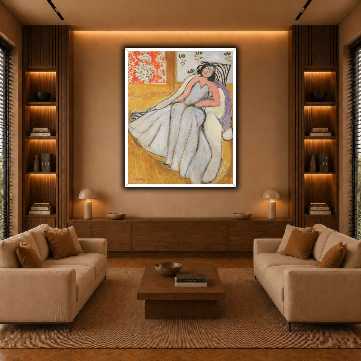Jeune_Femme_à_la_pelisse_blanche_Henri_Matisse warm-living-room