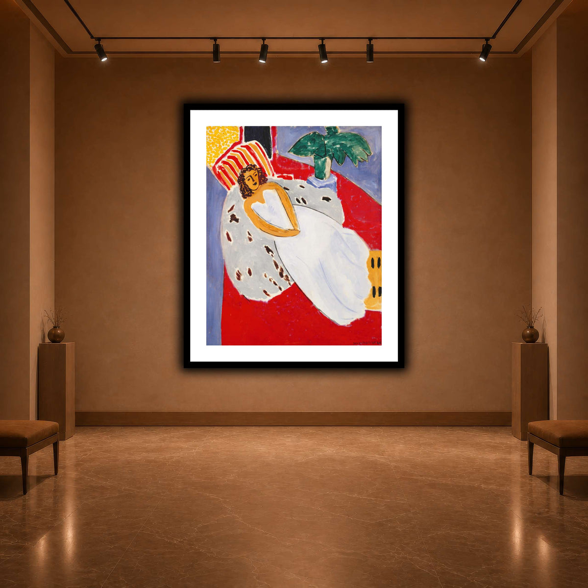 Jeune_Femme_en_blanc,_fond_rouge_Henri_Matisse warm-agallery