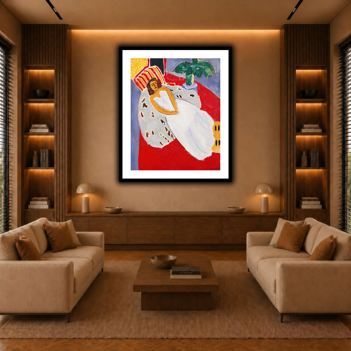 Jeune_Femme_en_blanc,_fond_rouge_Henri_Matisse warm-living-room
