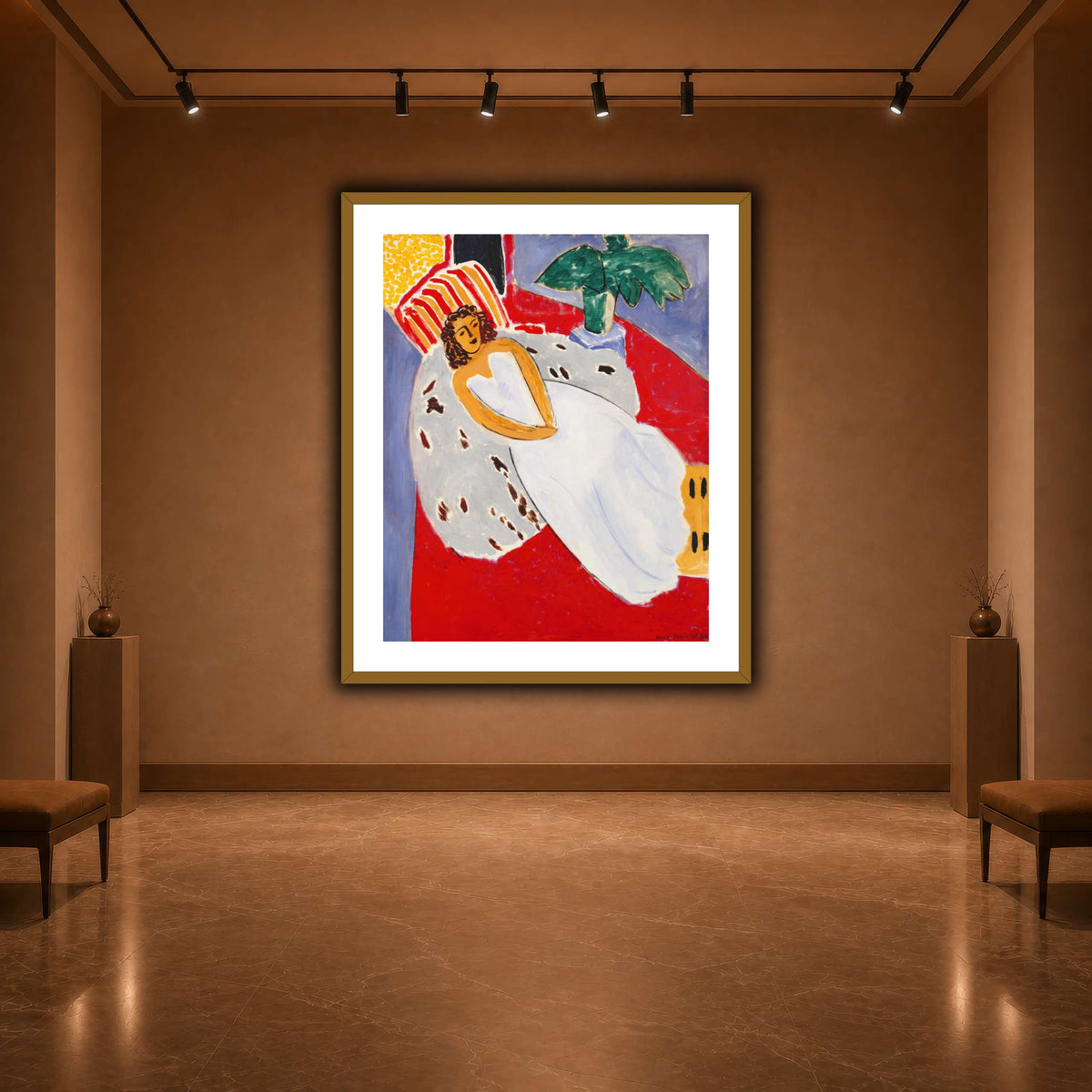 Jeune_Femme_en_blanc,_fond_rouge_Henri_Matisse warm-agallery