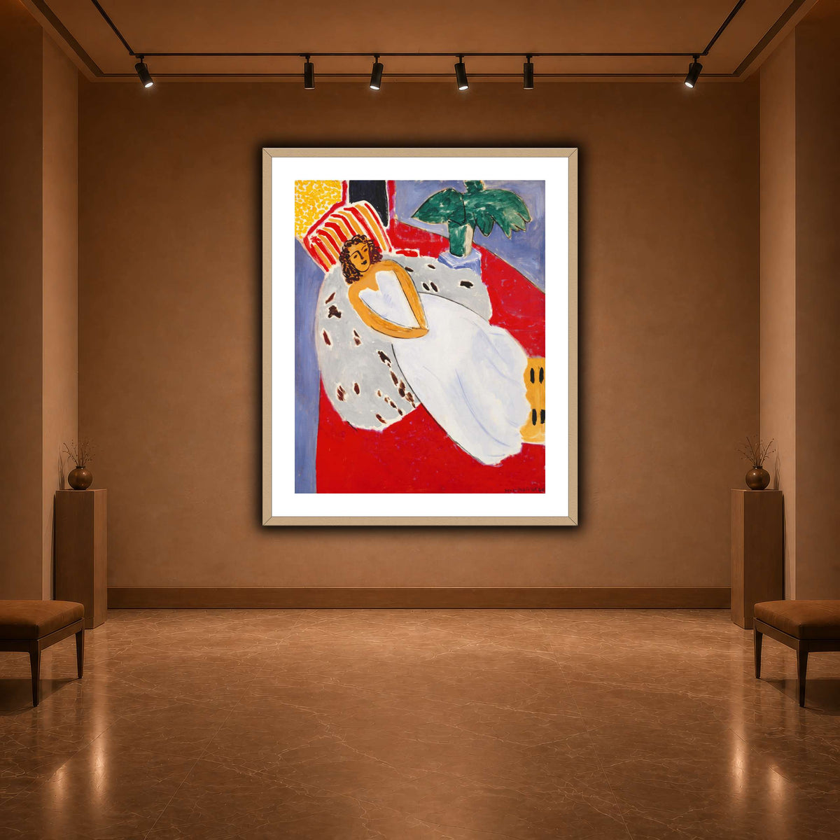 Jeune_Femme_en_blanc,_fond_rouge_Henri_Matisse warm-agallery