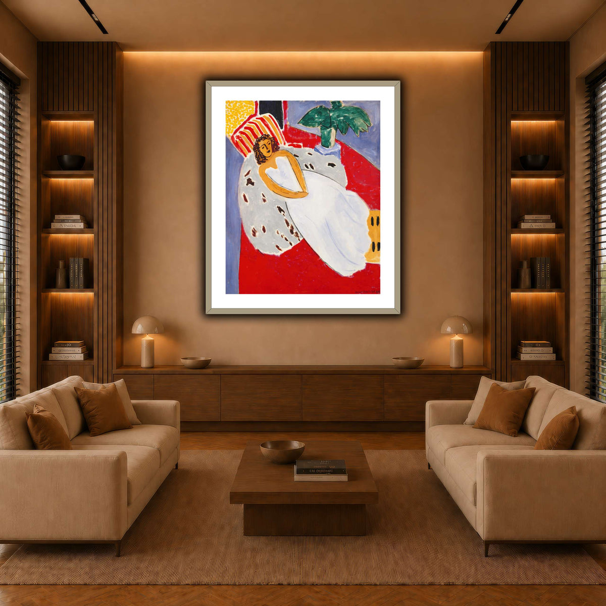 Jeune_Femme_en_blanc,_fond_rouge_Henri_Matisse warm-living-room