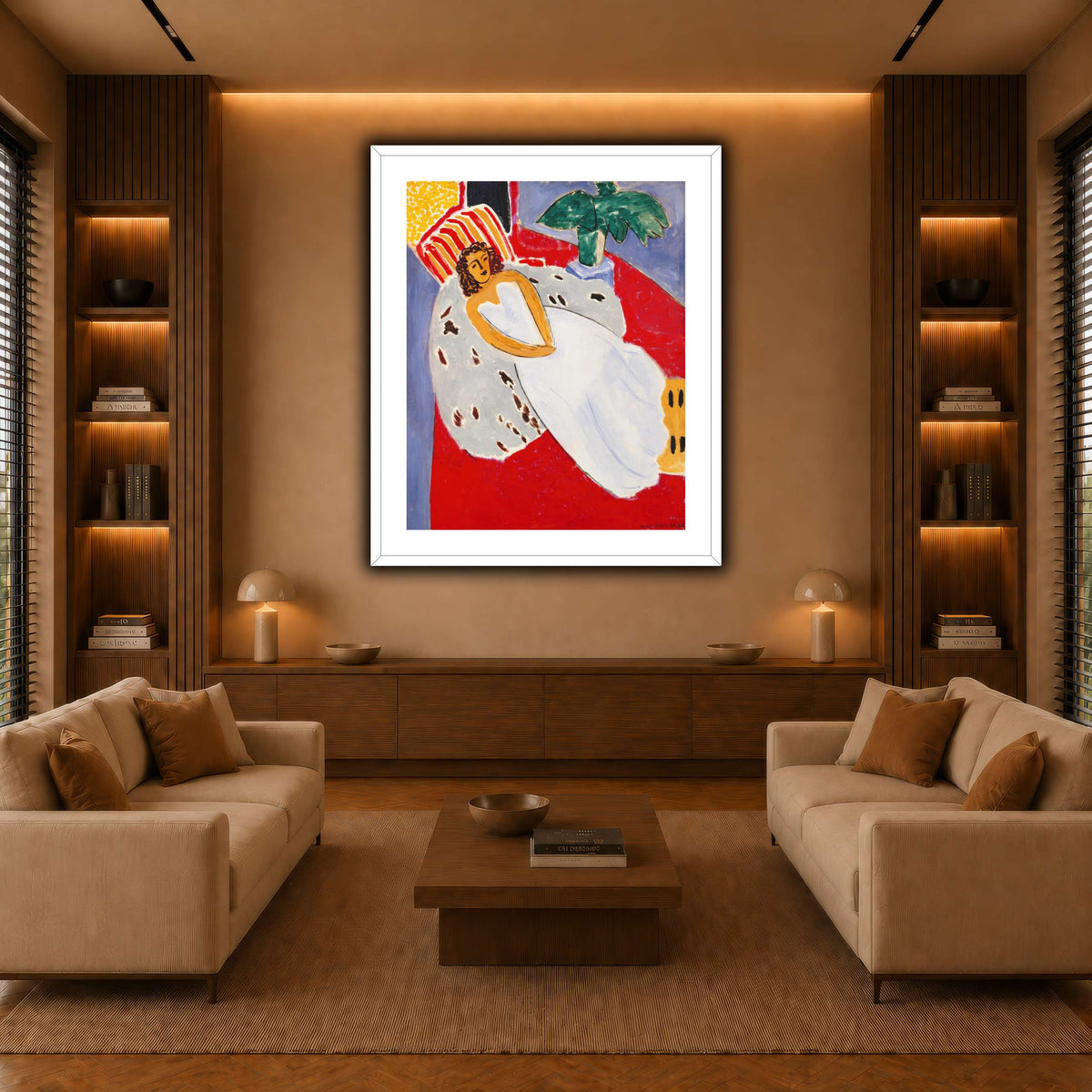 Jeune_Femme_en_blanc,_fond_rouge_Henri_Matisse warm-living-room