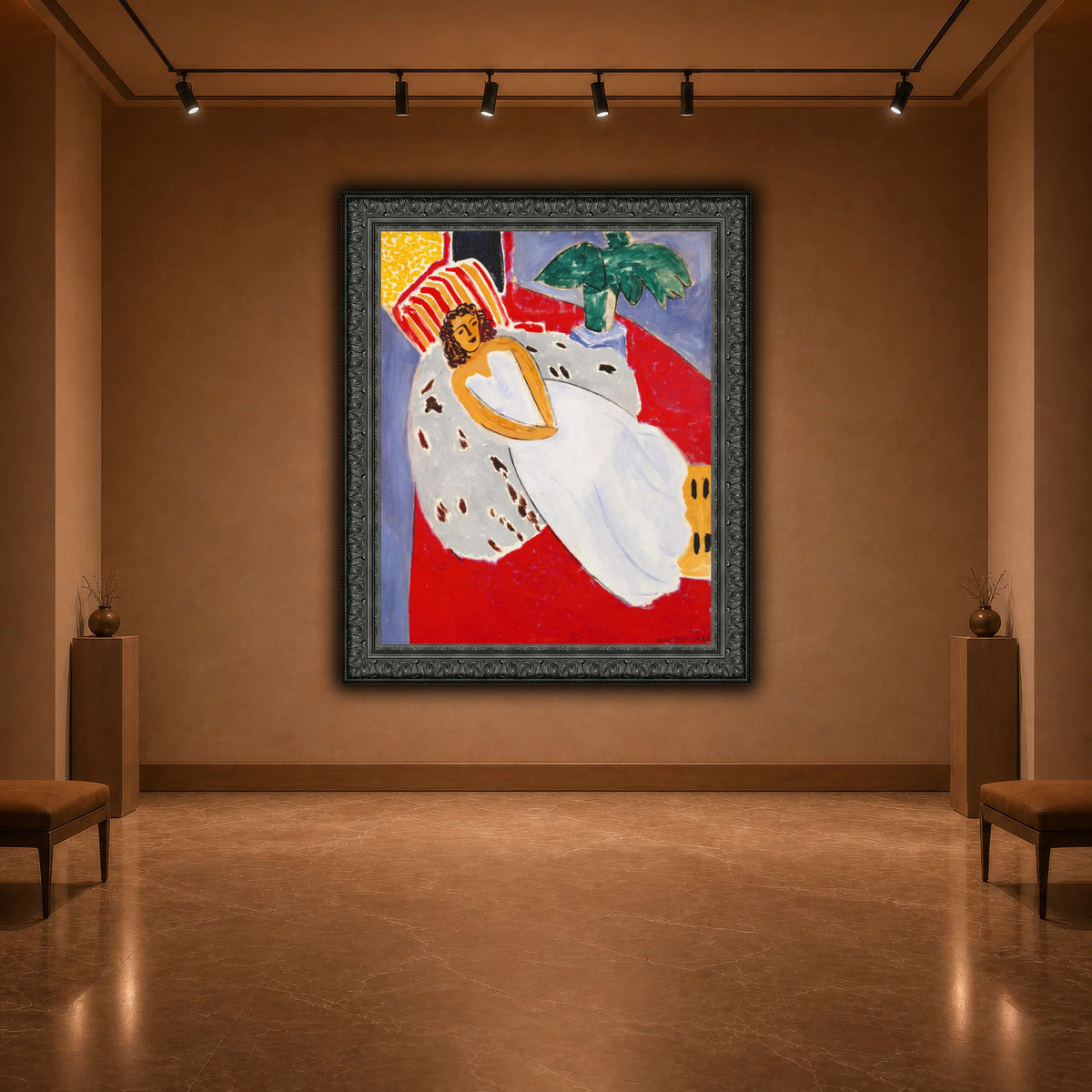 Jeune_Femme_en_blanc,_fond_rouge_Henri_Matisse warm-agallery
