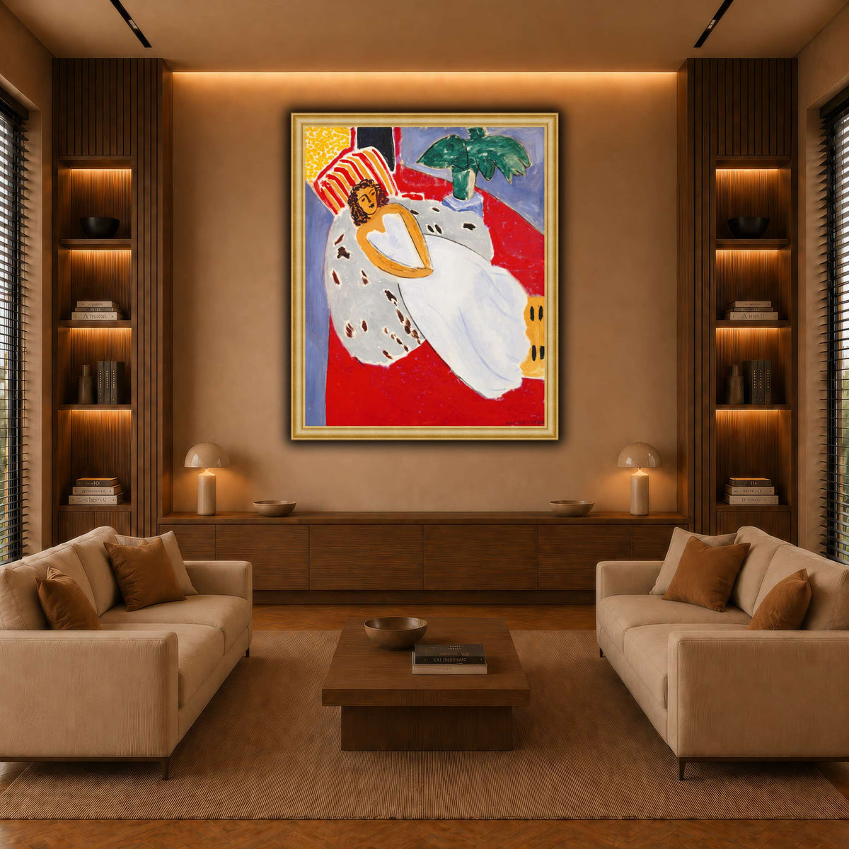 Jeune_Femme_en_blanc,_fond_rouge_Henri_Matisse warm-living-room