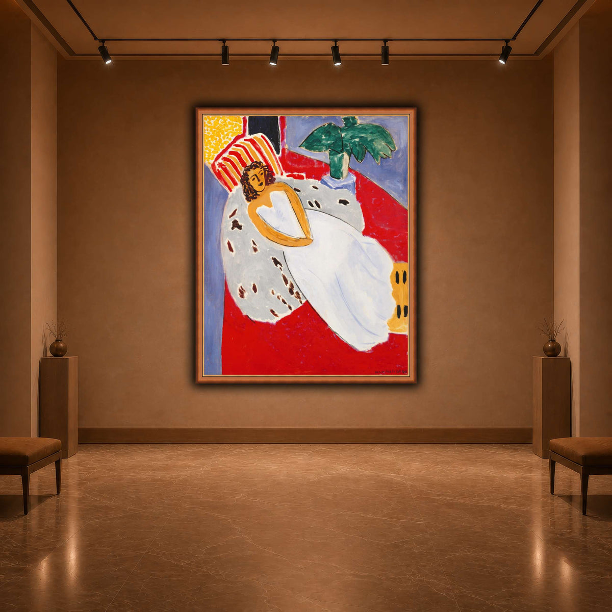 Jeune_Femme_en_blanc,_fond_rouge_Henri_Matisse warm-agallery