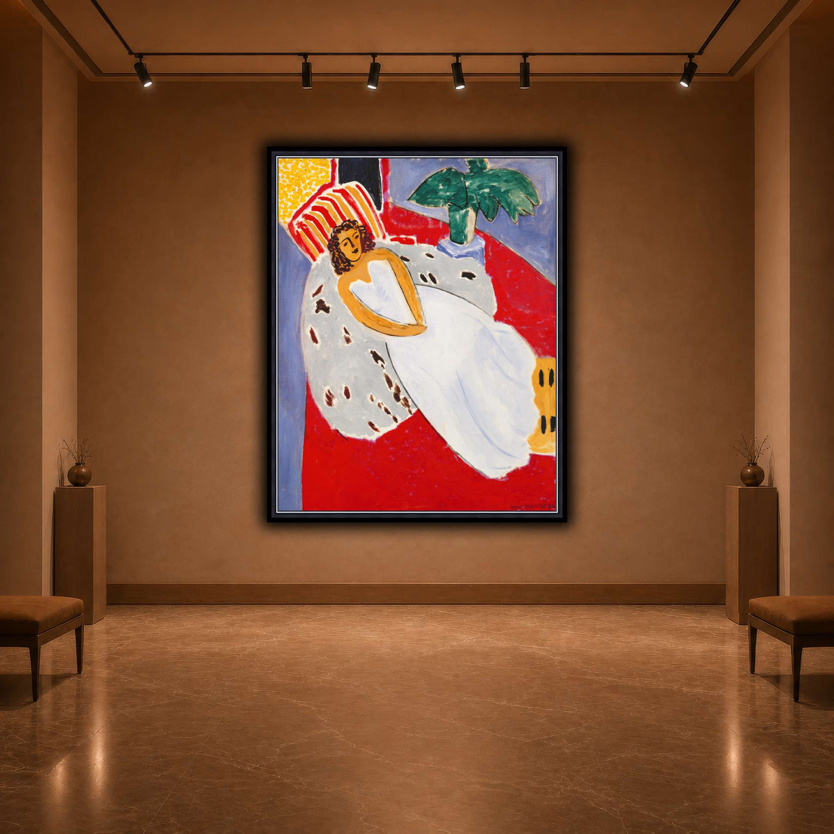Jeune_Femme_en_blanc,_fond_rouge_Henri_Matisse warm-agallery