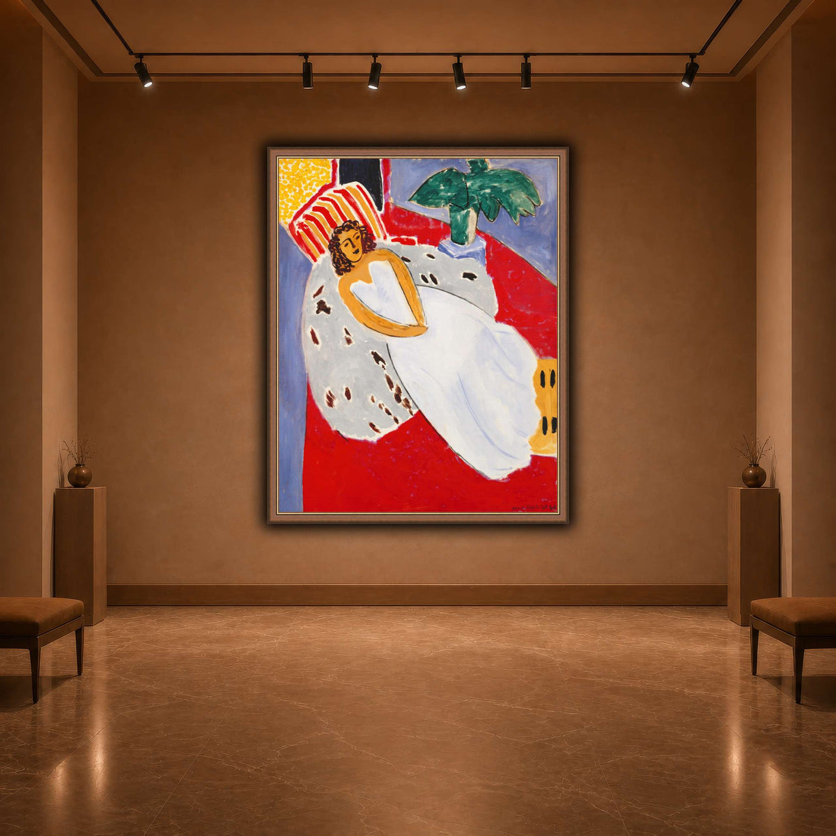 Jeune_Femme_en_blanc,_fond_rouge_Henri_Matisse warm-agallery