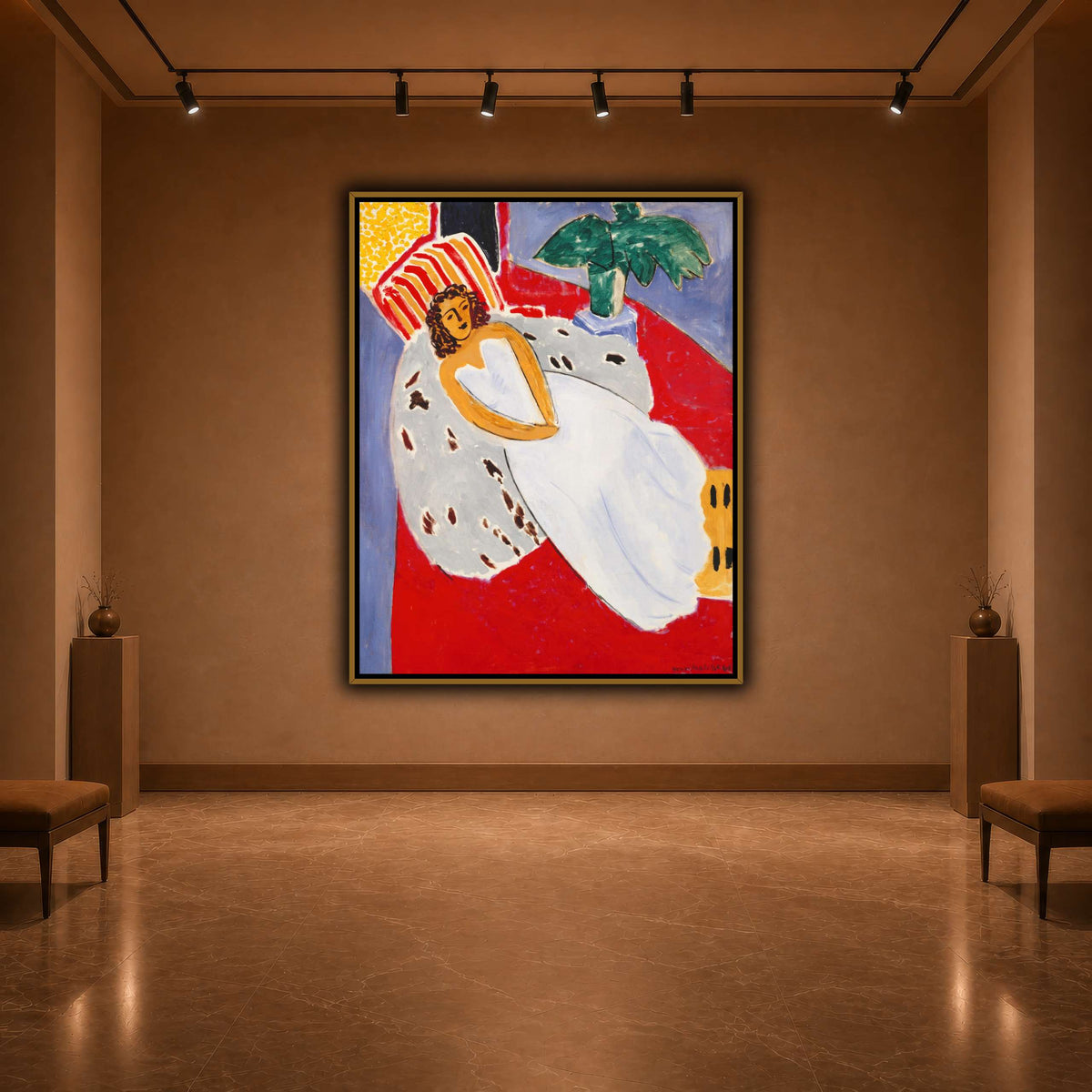 Jeune_Femme_en_blanc,_fond_rouge_Henri_Matisse warm-agallery