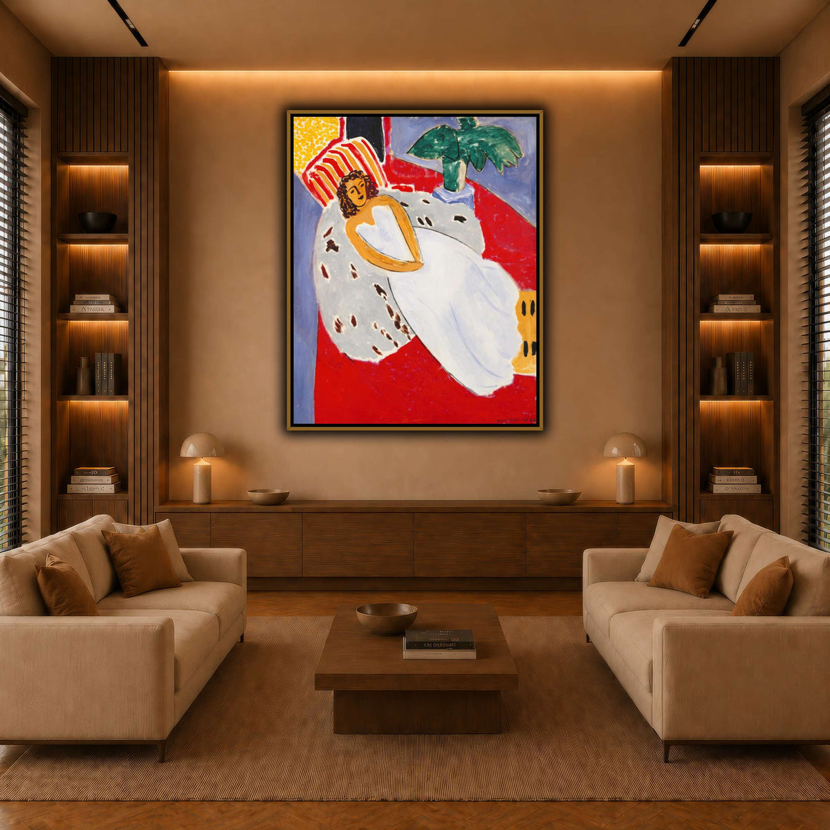 Jeune_Femme_en_blanc,_fond_rouge_Henri_Matisse warm-living-room