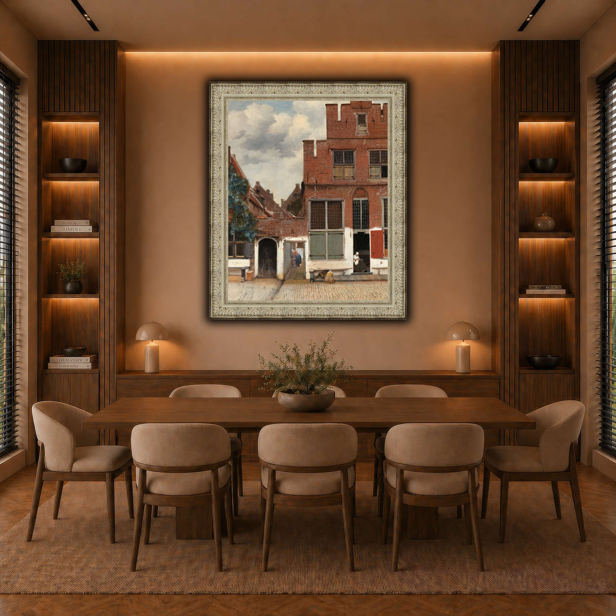 Johannes_Vermeer_-_Gezicht_op_huizen_in_Delft,_bekend_als__Het_straatje warm-dining room