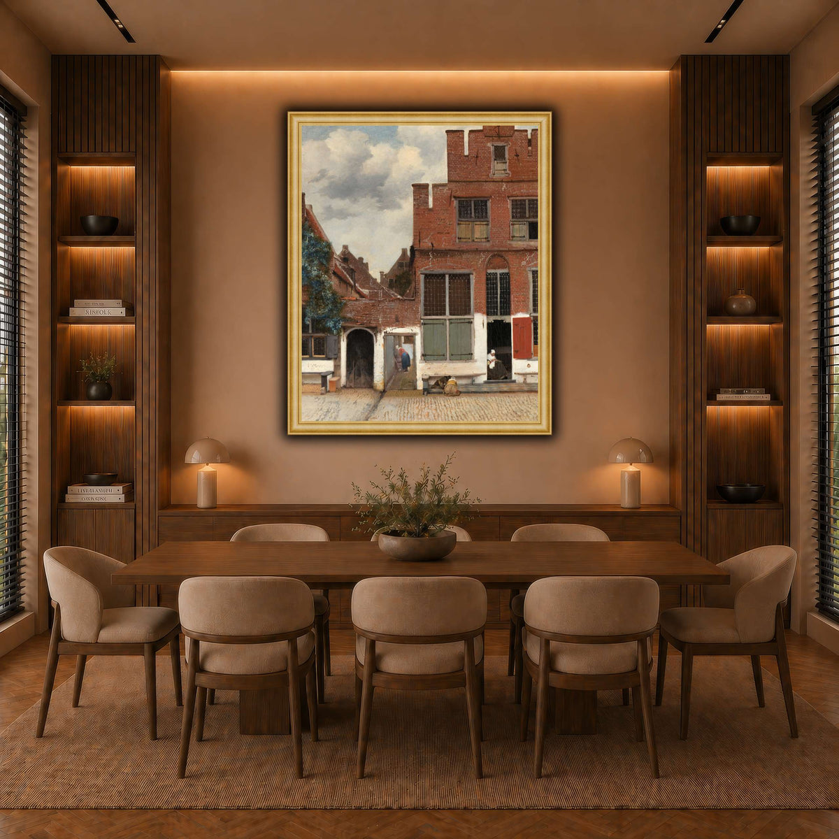 Johannes_Vermeer_-_Gezicht_op_huizen_in_Delft,_bekend_als__Het_straatje warm-dining room