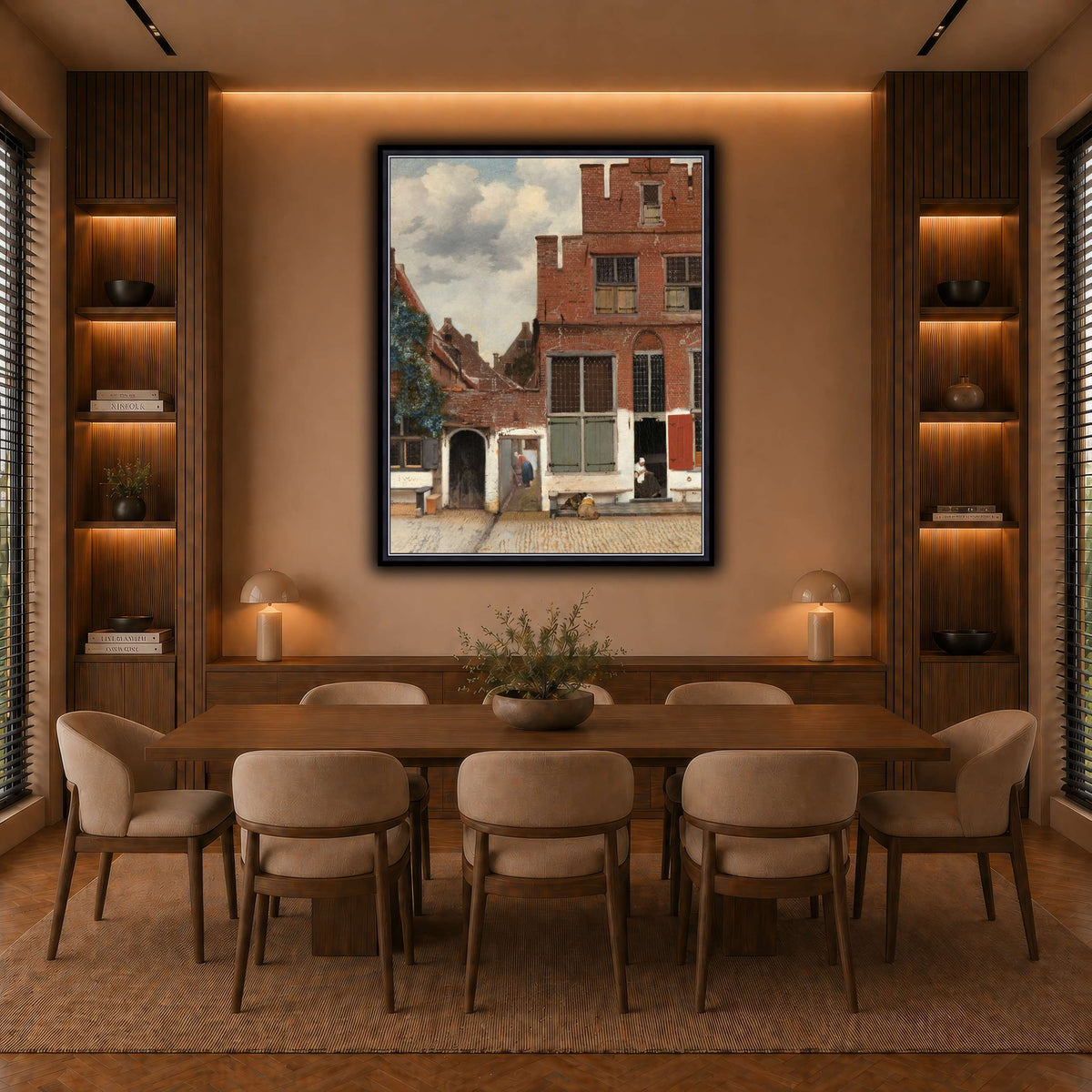 Johannes_Vermeer_-_Gezicht_op_huizen_in_Delft,_bekend_als__Het_straatje warm-dining room