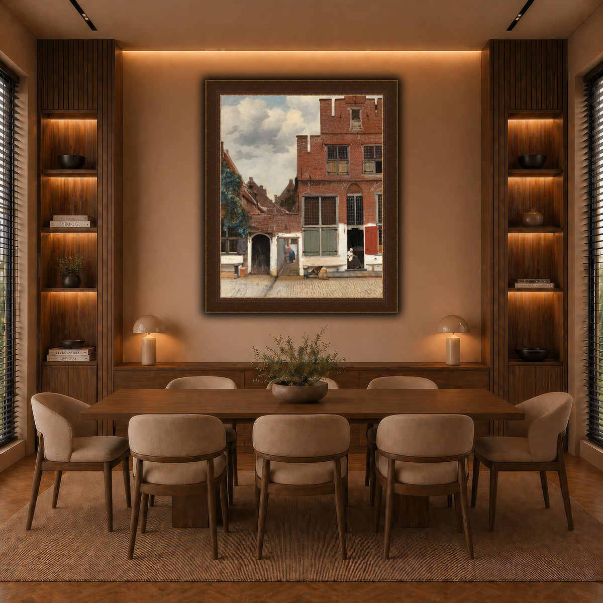 Johannes_Vermeer_-_Gezicht_op_huizen_in_Delft,_bekend_als__Het_straatje warm-dining room