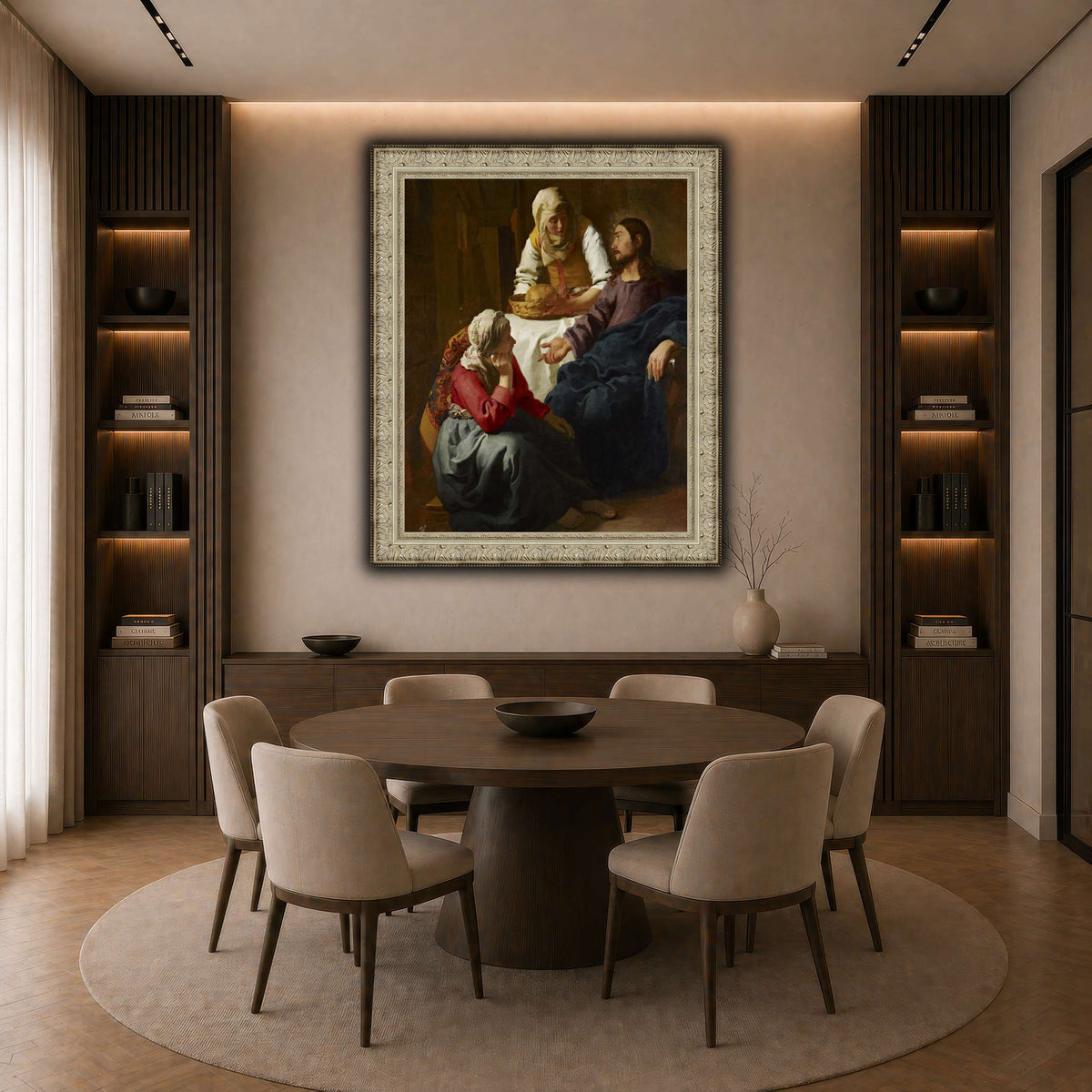 Johannes_(Jan)_Vermeer_-_Christ_in_the_House_of_Martha_and_Mary dark neutral-dining room