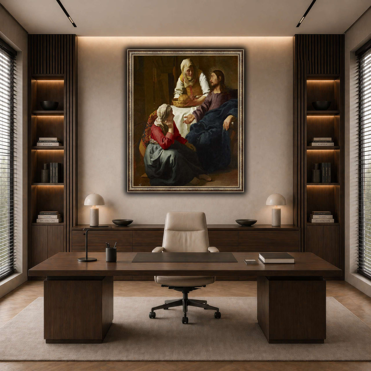Johannes_(Jan)_Vermeer_-_Christ_in_the_House_of_Martha_and_Mary dark neutral-office
