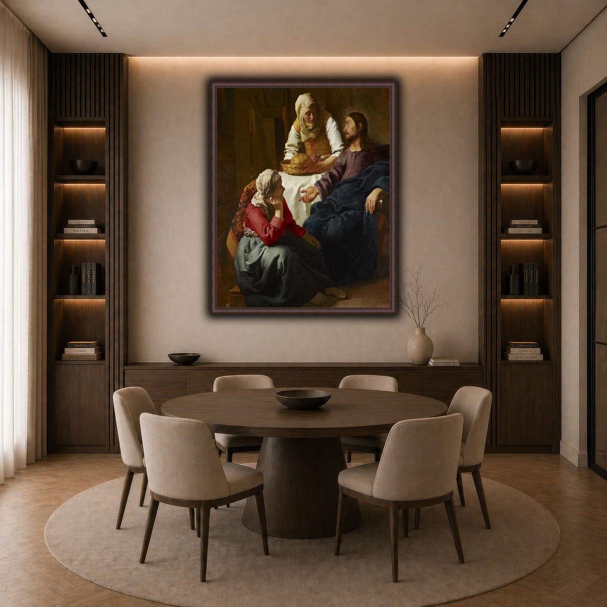 Johannes_(Jan)_Vermeer_-_Christ_in_the_House_of_Martha_and_Mary dark neutral-dining room